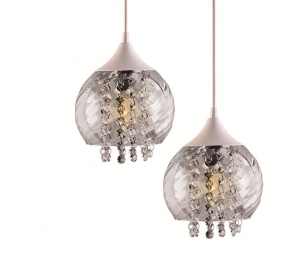 PENDENTE TASCHIBRA ELISABETH RIGATO TRANSPARENTE 2xE27 COM CRISTAIS