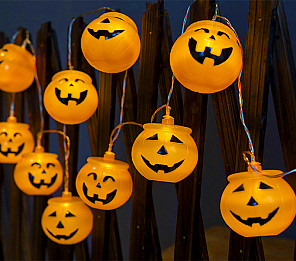 CORDÃO HALLOWEEN TASCHIBRA LED 10 JACK FELIZ 2XAA