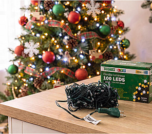 CORDÃO LUMINOSO TASCHIBRA 100 LED ESTÁTICO COM LED FLASH ISOL VD 3000K