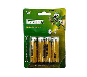 PILHA ZINCO-CARBONO AA TASCHIBRA BLISTER 4