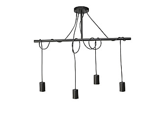 PENDENTE TASCHIBRA TEARS LINEAR 4XE27 - PRETO FOSCO