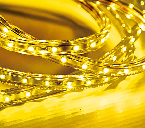 FITA LED 2,5W 30 LEDS/M 5M 12V COM FONTE AUTOVOLT IP20 AMARELA