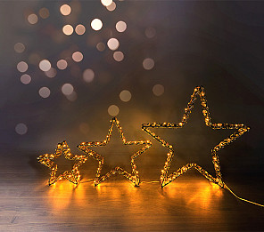 FIGURA ILUMINADA 3D LED TASCHIBRA ESTRELAS COM FITA DOURADA AUTOVOLT 3000K