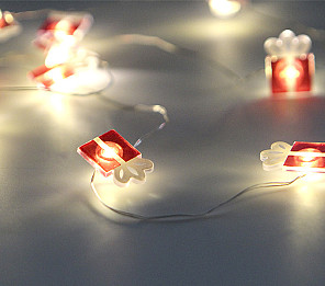 CORDÃO LUMINOSO TASCHIBRA 10 LEDS PRESENTES PILHA 3000K