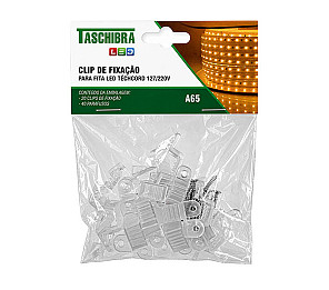 A65 CLIP FIXAÇÃO PARA FITA LED TASCHIBRA TECHCORD 60/120LEDS/M 20PÇS