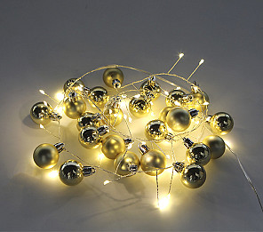 CORDÃO LUMINOSO TASCHIBRA 48 LEDS BOLAS DE NATAL PILHA 3000K