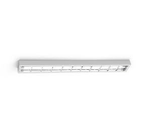 CALHA ATELA LED TASCHIBRA ALTO BRILHO SOB/EMB FORROS PERFIL T 124CM RET 2XT8 ALETADA