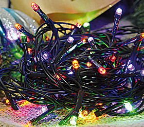 CORDÃO LUMINOSO 200 LED ESTÁTICO ISOL VERDE C/FEMEA COLORIDO