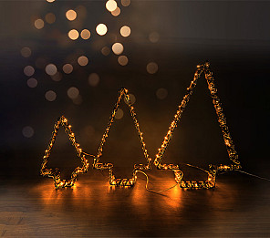 FIGURA ILUMINADA 3D LED TASCHIBRA ÁRVORES COM FITA DOURADA AUTOVOLT 3000K