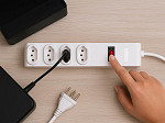 PROTETOR ELETRÔNICO TASCHIBRA 4 TOMADAS 2P+T 1m 10A
