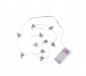 CORDÃO HALLOWEEN TASCHIBRA LED 10 CAVEIRAS BRANCAS