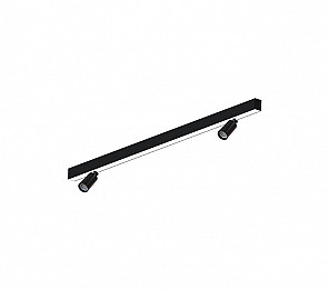 LUMINÁRIA LED TASCHIBRA SPIRE LINEAR 40W 3000K SOBREPOR + 2 SPOT MR 11 S/ LÂMPADA PRETO FOSCO