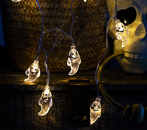 CORDÃO HALLOWEEN TASCHIBRA LED 10 FANTASMAS TRASPARENTE