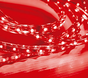 FITA LED 2,5W 30 LEDS/M 5M 12V COM FONTE AUTOVOLT IP20 VERMELHA