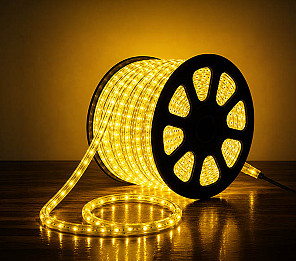 CORDA LUMINOSA TASCHIBRA C/LED 13MM 127V 2 FIOS 44 AMARELA