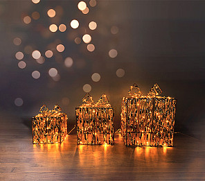 FIGURA ILUMINADA 3D LED TASCHIBRA PRESENTES COM FITA DOURADA AUTOVOLT 3000K