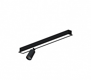 LUMINÁRIA LED TASCHIBRA SPIRE LINEAR 20W 3000K EMBUTIR + 1 SPOT MR11 S/ LÂMPADA PRETO FOSCO