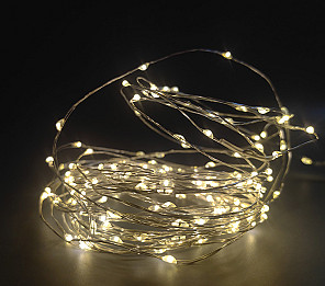 CORDÃO LUMINOSO TASCHIBRA 100 MINI LED ESTÁTICO ARAME AUTOVOLT 3000K