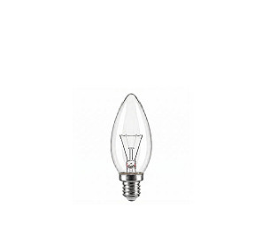 LÂMPADA INCANDESCENTE TASCHIBRA VELA LISA CLARA 25W E14