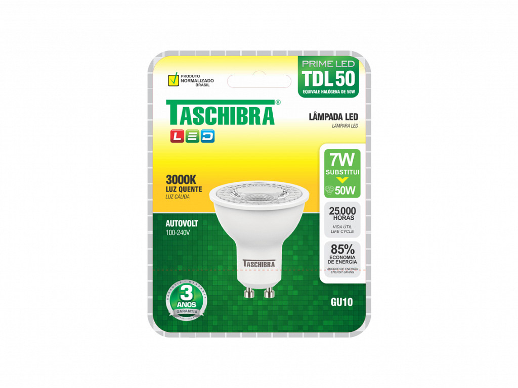 LÂmpada Led Taschibra Dicroica Mr16 Tdl 50 7w Gu10